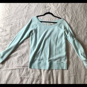 Mint green sweater with lace back